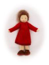 Mutter braunhaarig  mit rotem Kleid /Größe 11cm