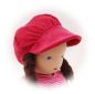 Preview: Puppenmütze mit Krempe  Feincord himbeerrot 40-48cm