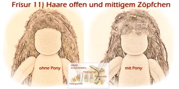 Teil 3/4: Gr 54cm Puppenhaare/Frisur aus Lockenmohairgarn KASTANIENROT/Haarlänge 18cm