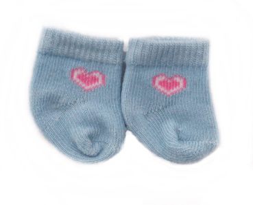 Puppen-Söckchen hellblau mit Herz 28-40cm (IF)