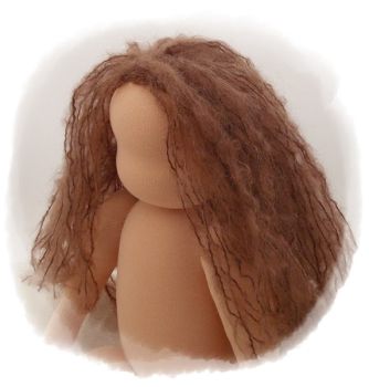 Teil 3/4: Gr 54cm Puppenhaare/Frisur aus Glattmohairgarn HELLBRAUN/Haarlänge 18cm