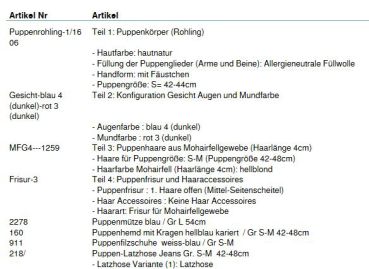 Wunschpuppe für Bestellung 201610343