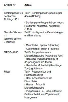 Wunschpuppe für Bestellung 201610361