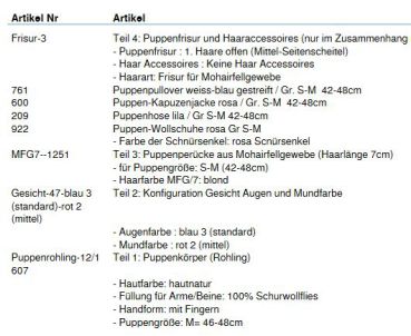 Wunschpuppe für Bestellung 201610544