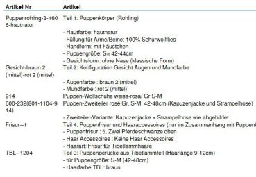 Wunschpuppe für Bestellung 201710236