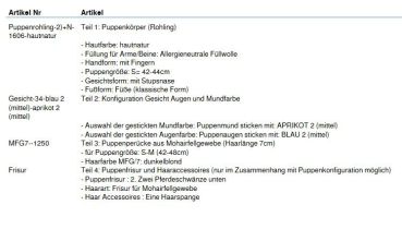 Wunschpuppe für Bestellung 201710414 /201710414-1