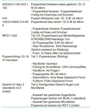 Wunschpuppe für Bestellung 201800067