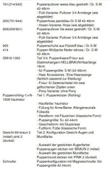 Wunschpuppe für Bestellung 201800102