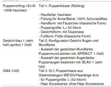 WUNSCHPUPPE für Bestellung 201800219