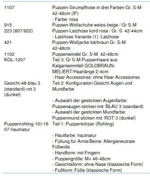 WUNSCHPUPPE für Bestellung 201800373