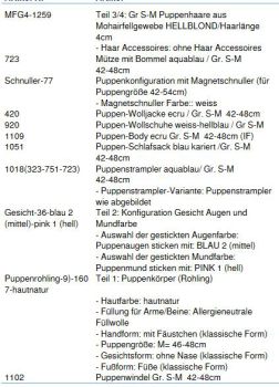 WUNSCHPUPPE für Bestellung 201800403