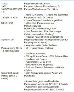 WUNSCHPUPPE für Bestellung 201800404