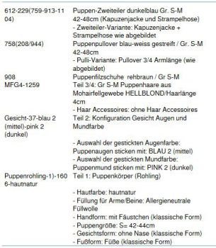 WUNSCHPUPPE für Bestellung 201800405