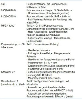 WUNSCHPUPPE für Bestellung 201800413