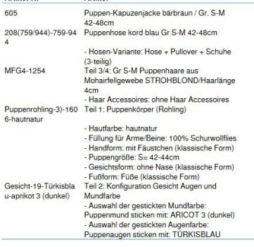 WUNSCHPUPPE für Bestellung 201800429
