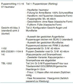 WUNSCHPUPPE für Bestellung 201800437