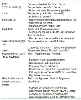 WUNSCHPUPPE für Bestellung 201800459