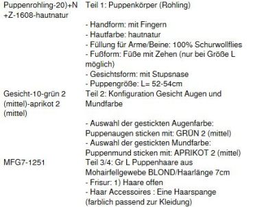 WUNSCHPUPPE für Bestellung 201800460