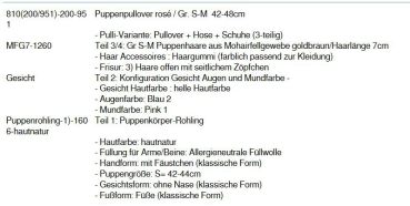 WUNSCHPUPPE für Bestellung 201900029