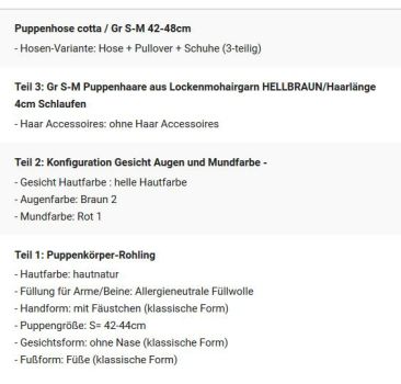 WUNSCHPUPPE für Bestellung 201900101
