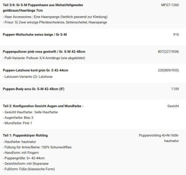 WUNSCHPUPPE für Bestellung 201900159