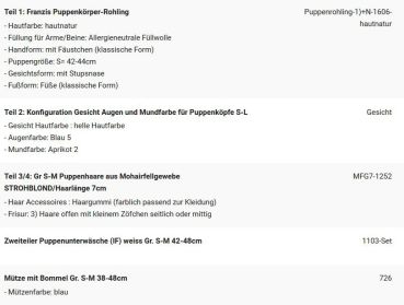 WUNSCHPUPPE für Bestellung 201900169