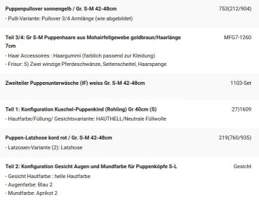 WUNSCHPUPPE für Bestellung 201900202