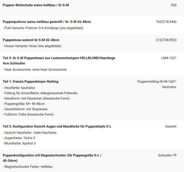 WUNSCHPUPPE für Bestellung 201900216