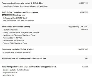 WUNSCHPUPPE für Bestellung 201900225
