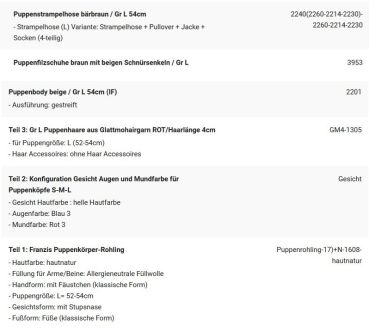 WUNSCHPUPPE für Bestellung 201900243