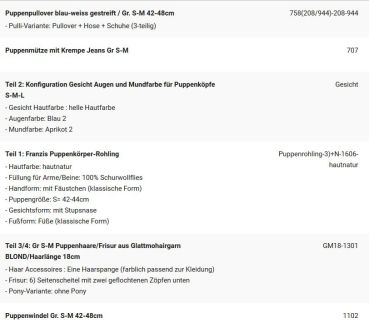 WUNSCHPUPPE für Bestellung 201900285