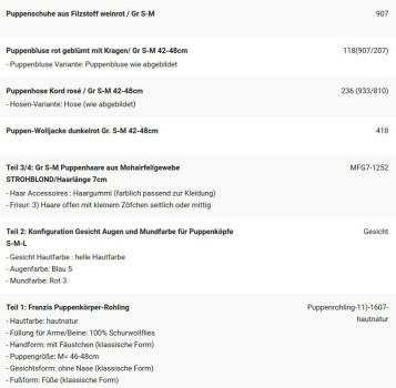 WUNSCHPUPPE für Bestellung 201900287