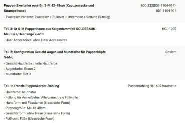 WUNSCHPUPPE für Bestellung 201900291