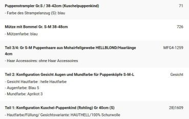 WUNSCHPUPPE für Bestellung 201900308