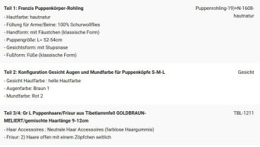 WUNSCHPUPPE für Bestellung 201900320