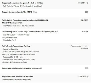 WUNSCHPUPPE für Bestellung 201900337