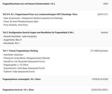 WUNSCHPUPPE für Bestellung 201900365
