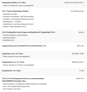 WUNSCHPUPPE für Bestellung 201900509