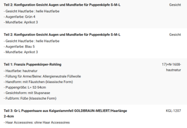 WUNSCHPUPPE für Bestellung 201900532