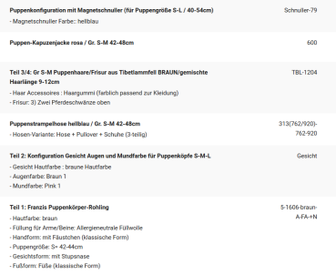 WUNSCHPUPPE für Bestellung 201900638