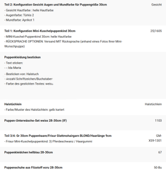 WUNSCHPUPPE für Bestellung 202001113