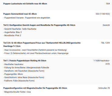 WUNSCHPUPPE für Bestellung 202001205
