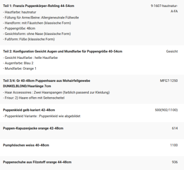WUNSCHPUPPE für Bestellung 202001327