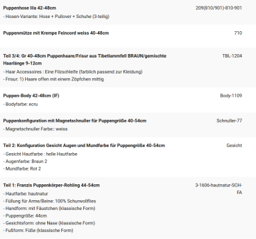 WUNSCHPUPPE für Bestellung 202001356