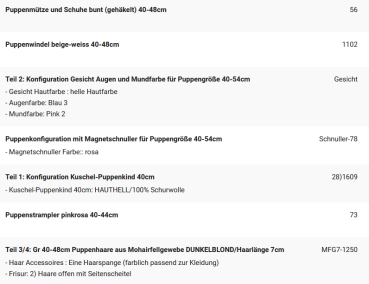 WUNSCHPUPPE für Bestellung 202001427