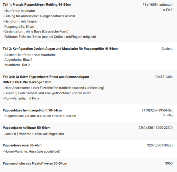WUNSCHPUPPE für Bestellung 202101505