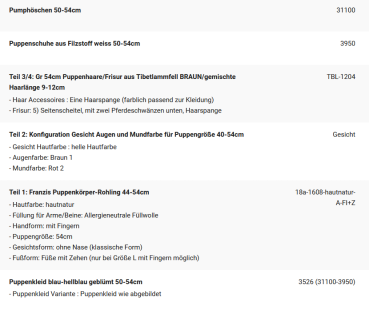 WUNSCHPUPPE für Bestellung 202101526