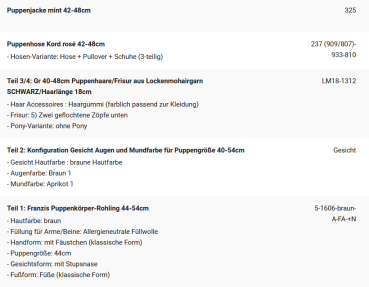 WUNSCHPUPPE für Bestellung 202101697