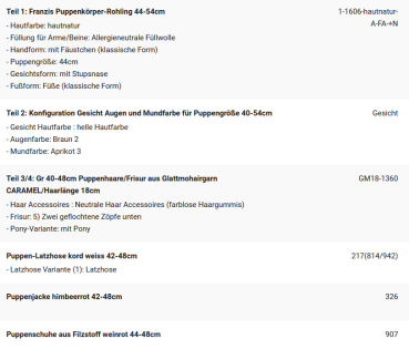 WUNSCHPUPPE für Bestellung 202200112
