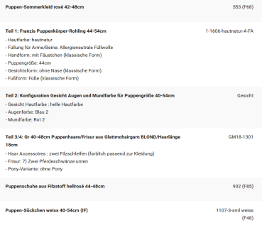 WUNSCHPUPPE für Bestellung 202500239